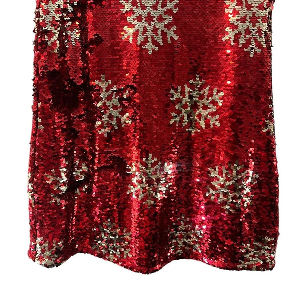 Cat & Jack Christmas Holiday Sequin Girls Dress Small 6 Sleeveless Red Gold - Picture 4 of 6